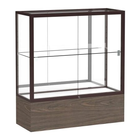 Reliant Counter Case, Mirror Back, Dark Bronze Frame, Walnut Vinyl Base, 36L X 40H X 14D